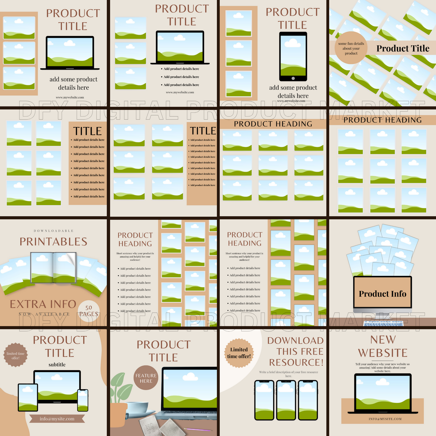 40 Image Mock-up Templates Bundle PLR MRR - Canva Editable