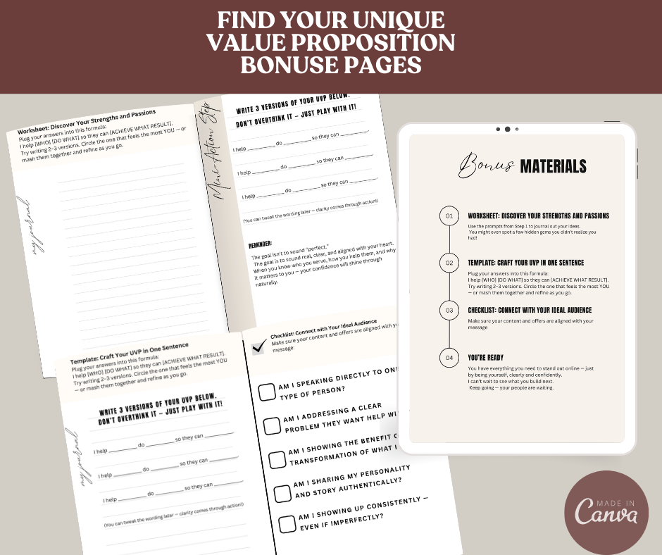 Find Your Unique Value Proposition Workbook