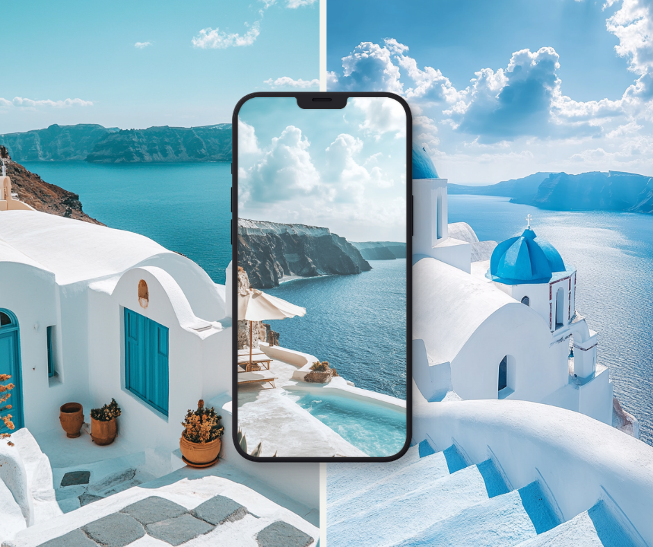Santorini Views Aesthetic AI Stock Images