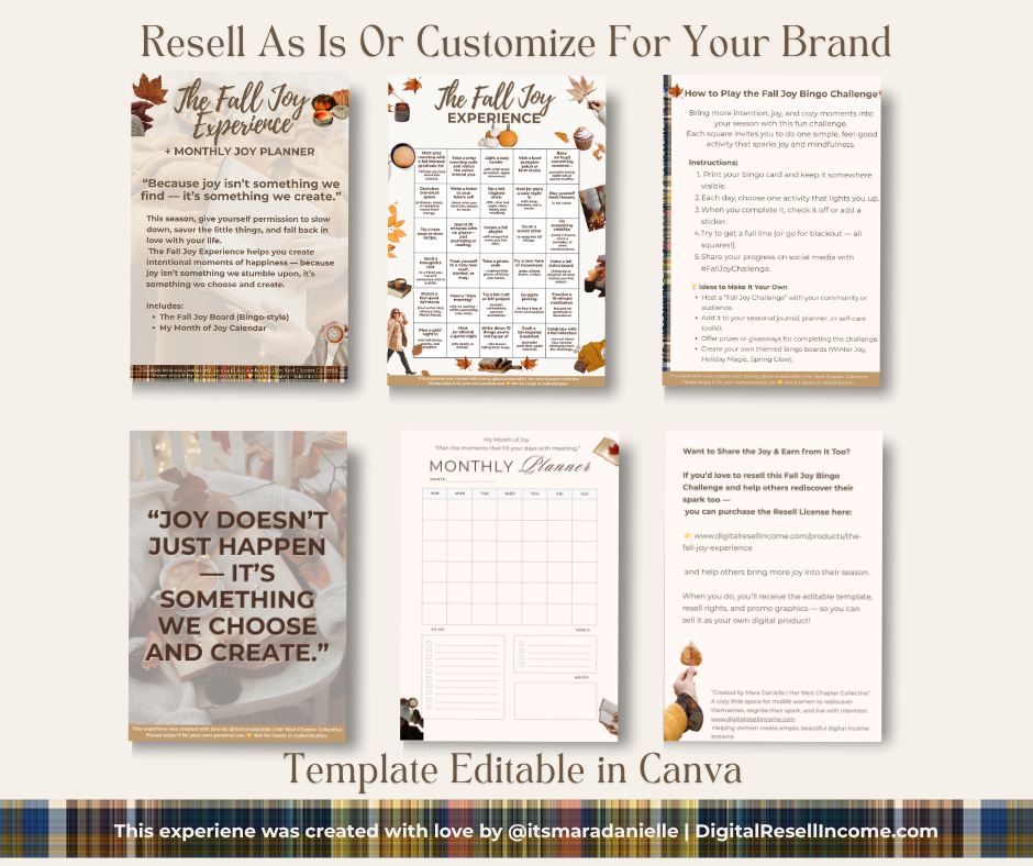 The Fall Joy Experience Digital Product – Editable Canva Template + Resell License