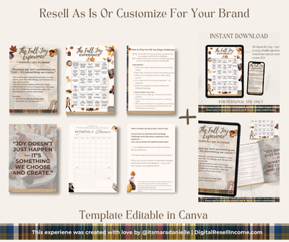 The Fall Joy Experience Digital Product – Editable Canva Template + Resell License